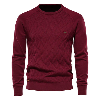 Men’s Diamond Knit Sweater – Subtle Elegance for Cold Days