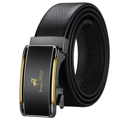Men's Genuine Leather Belt, Automatic Belt with Adjustable Waistband