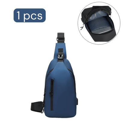 Men’s Anti-Theft Sling Bag with USB Charging Port – Waterproof Crossbody Chest Bag