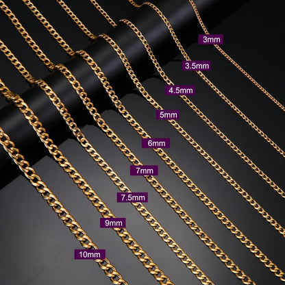Stainless Steel Curb Chain Necklace – Multiple Thickness Options