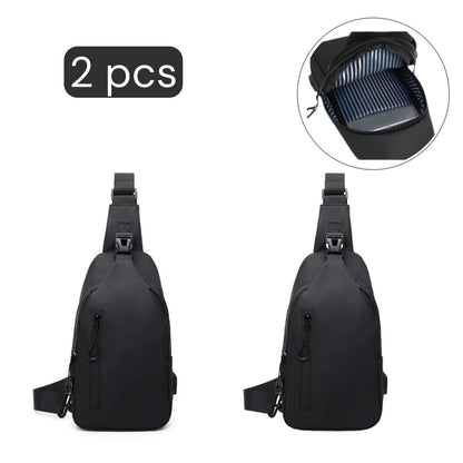 Men’s Anti-Theft Sling Bag with USB Charging Port – Waterproof Crossbody Chest Bag