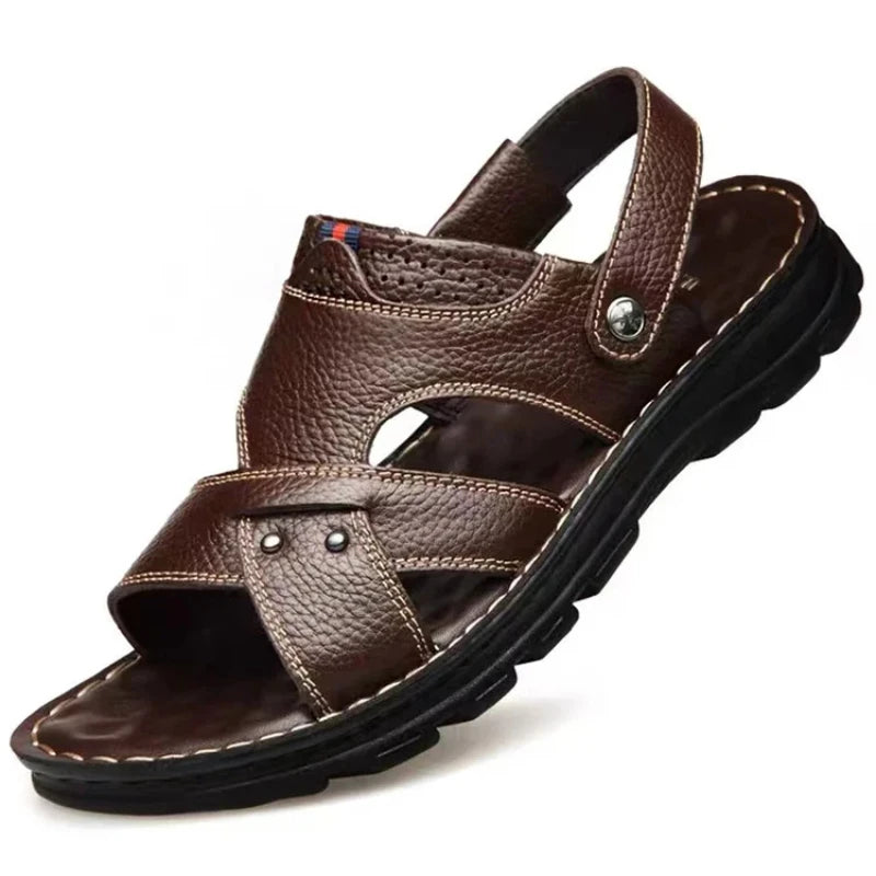 Men's Summer Leather Sandals - Reinforced Men's Shoes Made of Genuine Leather