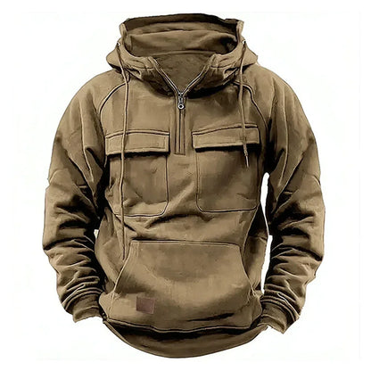 Men’s Hoodie with Front Zipper and Utility Style Chest Pockets