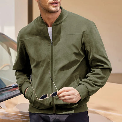 Men’s Minimalist Casual Jacket with Front Zipper Closure