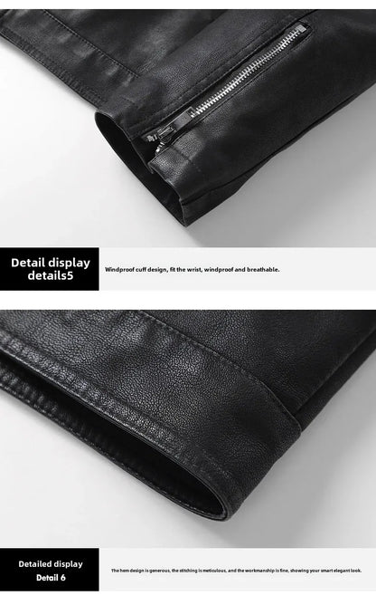 Men’s Biker-Style Jacket with Contrasting Panels and Functional Zippers