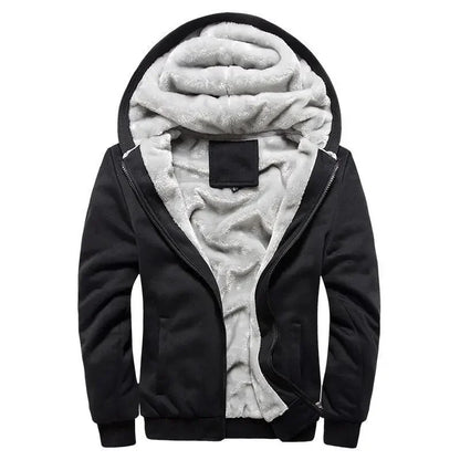 Men’s Fleece-Lined Hoodie with Camouflage Sleeves and Full Insulation