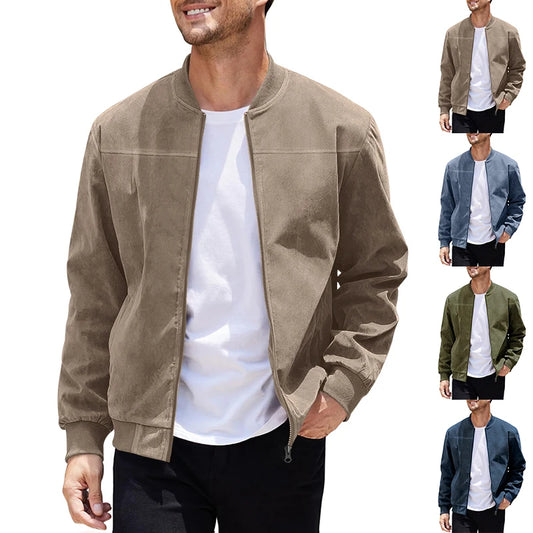 Men’s Minimalist Casual Jacket with Front Zipper Closure