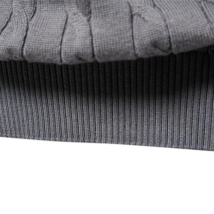 Men’s Cable Knit Sweater with Embroidery – Classic Style with a Unique Touch