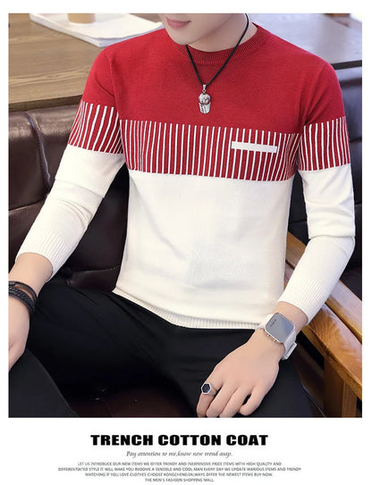 Men’s Sweater with Vertical Stripe Detail