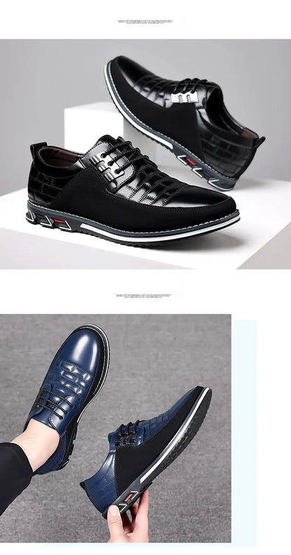 Freizeitschuhe für Herren – Klassische, atmungsaktive und genähte Abendschuhe aus Leder 