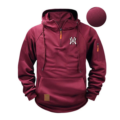 Men’s Urban Utility Hoodie with Sleeve Pocket and Half-Zip