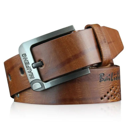 Men’s Casual Leather Belt with Classic Buckle – Durable and Versatile