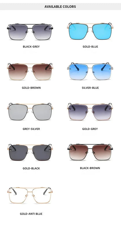 Aviator-Style Sunglasses with Geometric Lens Design – Modern Elegance UV400