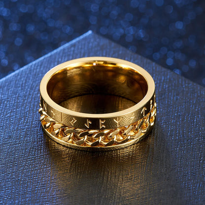 Chain Band Ring – Urban Style with Roman Detailing