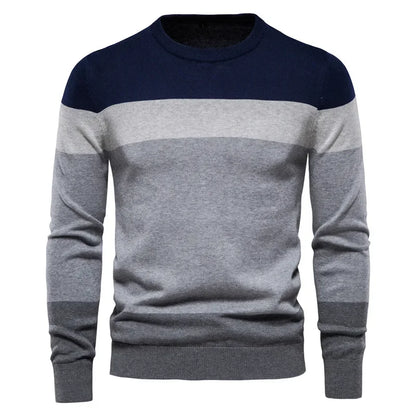 Men’s Casual Striped Knit Sweater – Modern Style for Fall and Winter