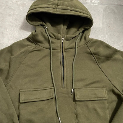 Men’s Hoodie with Front Zipper and Utility Style Chest Pockets