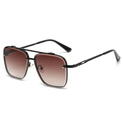 Aviator-Style Sunglasses with Geometric Lens Design – Modern Elegance UV400