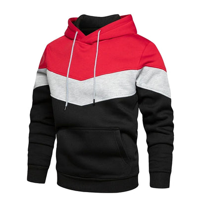 Men’s Modern Geometric Panel Pullover Hoodie – Casual Streetwear for Everyday Comfort