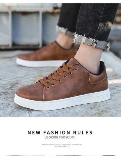 Men's Leather Shoes - Fashion Casual, Outdoor Sneakers
