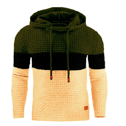 Men’s Textured Knit Pullover Hoodie – Stylish Comfort for Fall and Winter Looks