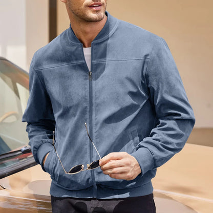 Men’s Minimalist Casual Jacket with Front Zipper Closure