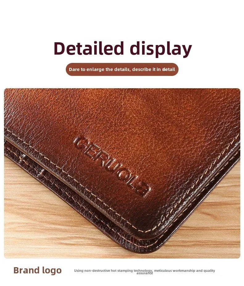 Men’s Leather Wallet with Classic Design and Reinforced Stitching