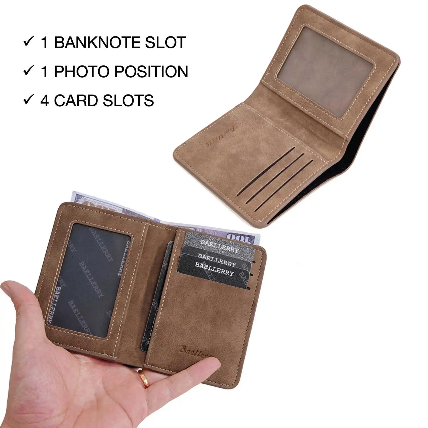 Slim Men’s Wallet with Multiple Card Slots and ID Window – Compact and Stylish