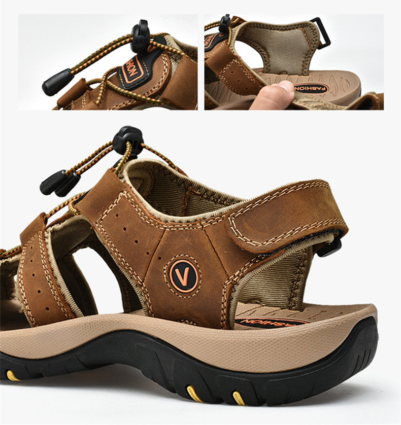 Men's Summer Sandals in Genuine Leather - Casual and Comfortable Footwear