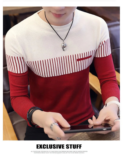 Men’s Sweater with Vertical Stripe Detail