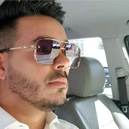 Aviator-Style Sunglasses with Geometric Lens Design – Modern Elegance UV400
