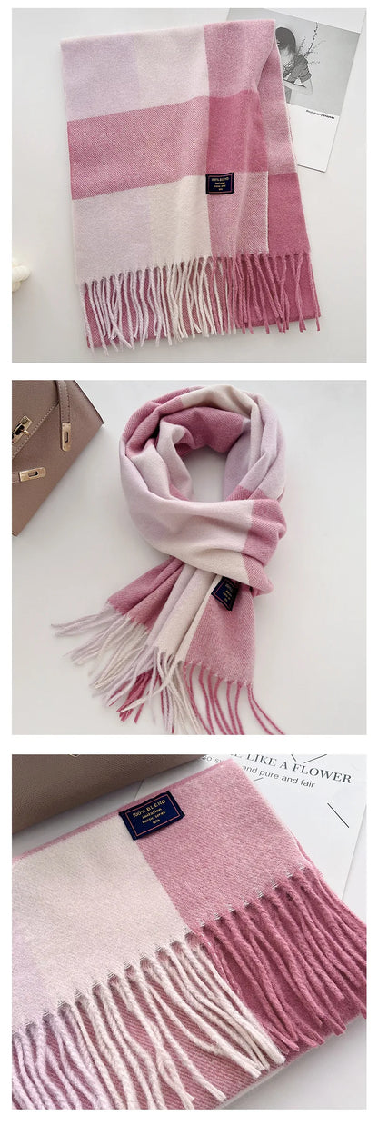 Classic Checkered Scarf with Fringes – Style and Comfort
