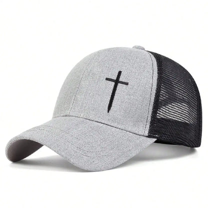 Cross Embroidered Trucker Cap