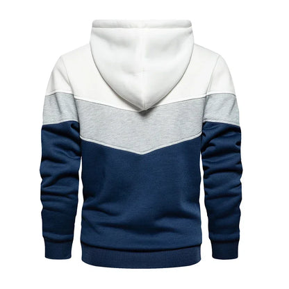 Men’s Modern Geometric Panel Pullover Hoodie – Casual Streetwear for Everyday Comfort