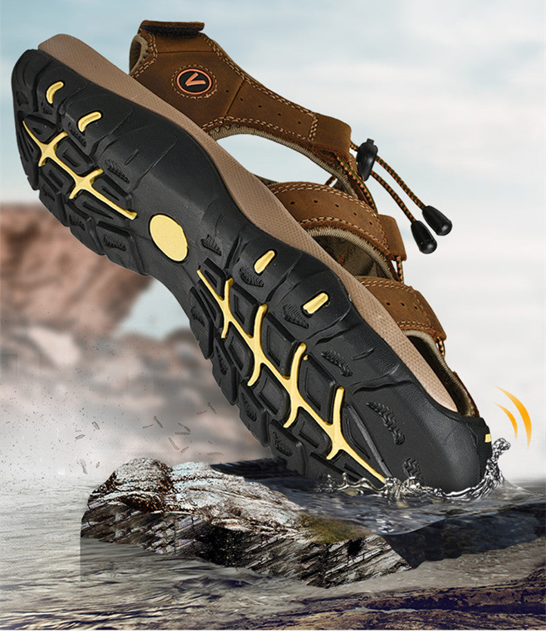 Men's Summer Sandals in Genuine Leather - Casual and Comfortable Footwear