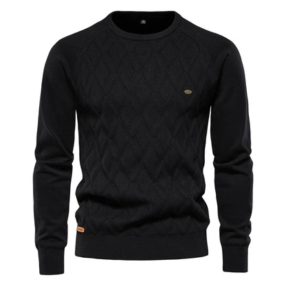 Men’s Diamond Knit Sweater – Subtle Elegance for Cold Days
