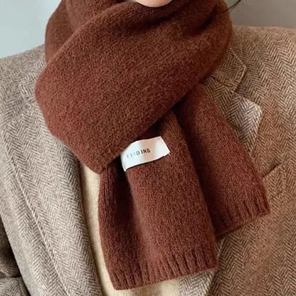 Men's Knitted Wool Scarf, Simple, Chic, Soft, Autumn Winter, Thermal Scarf