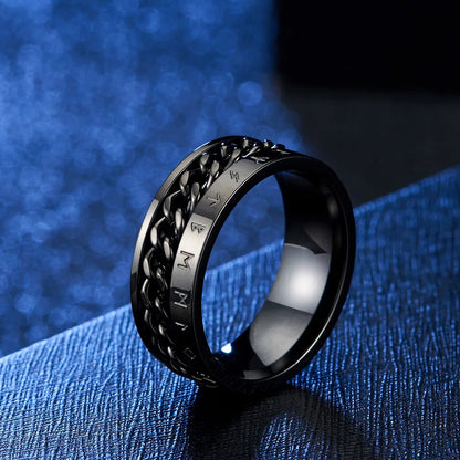 Chain Band Ring – Urban Style with Roman Detailing