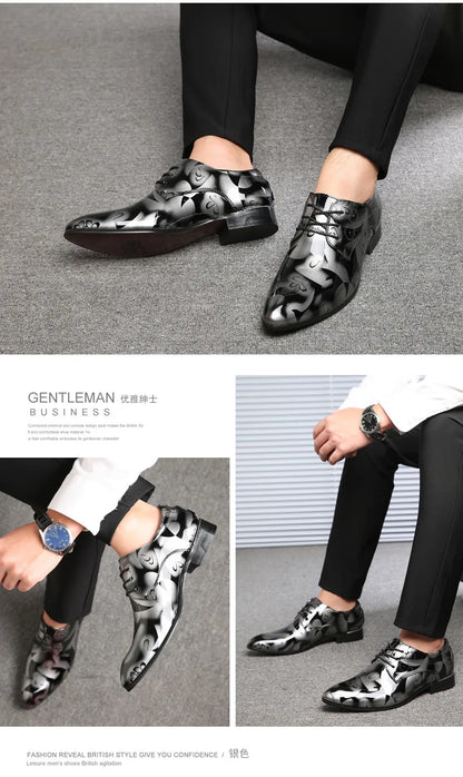 Luxuriöse Oxford-Schuhe für Herren – Retro-Blumendruck