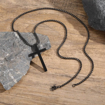 Classic Men's Cross Pendant Necklaces,Waterproof Stainless Steel Cross Collars