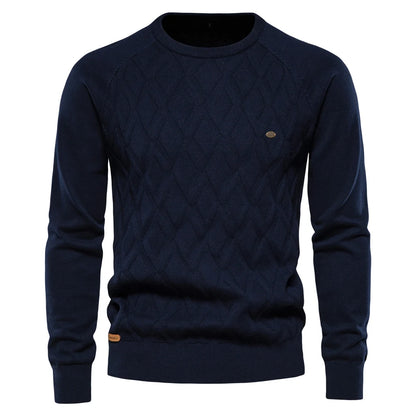 Men’s Diamond Knit Sweater – Subtle Elegance for Cold Days
