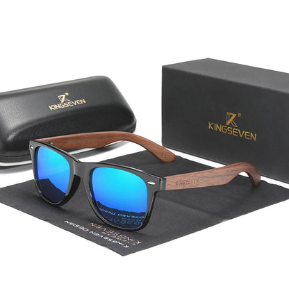 Handmade Men's Wooden Frame Sunglasses with UV400 Protection