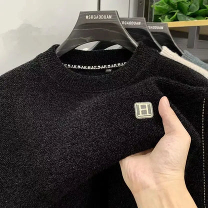Men’s Minimalist Knit Sweater with Inner Warm Lining – Timeless Comfort with Urban Sophistication