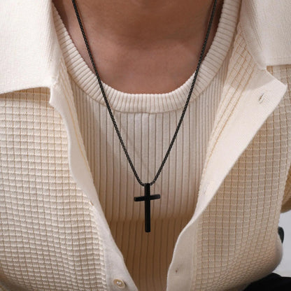 Classic Men's Cross Pendant Necklaces,Waterproof Stainless Steel Cross Collars