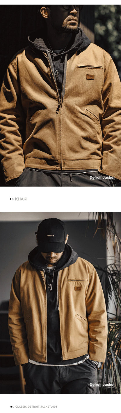 Men’s Workwear Style Jacket with Front Zipper and Utility Pockets