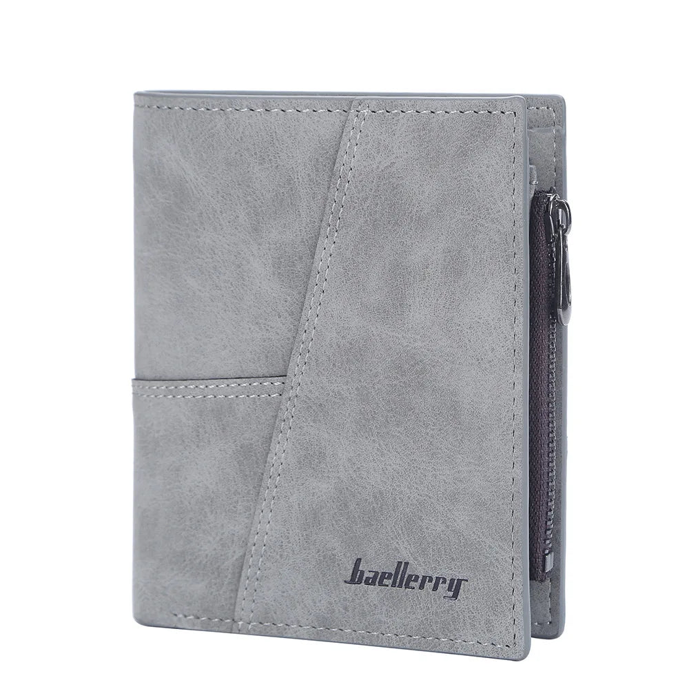 Vertical Men’s Wallet with Minimalist Geometric Stitch Design – Compact and Stylish