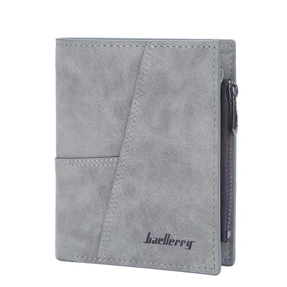 Vertical Men’s Wallet with Minimalist Geometric Stitch Design – Compact and Stylish