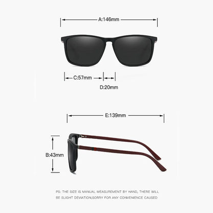 Matte Black Polarized Sunglasses with Red Textured Temples – Sleek & Sporty Film Anti UV