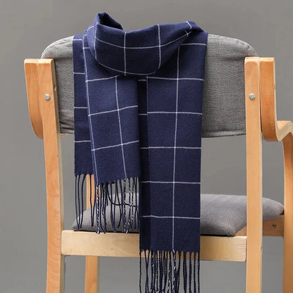 Men’s Checkered Scarf – Stylish with Fringes