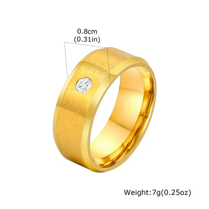 Men's Stainless Steel Zirconia Ring, Comfortable and Sturdy Fit, Engagement Ring for Men