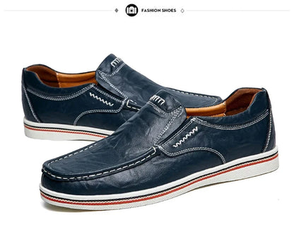 Freizeitschuhe aus Leder für Herren – Niedriger Mokassin, echtes Leder
